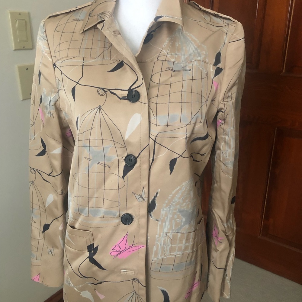 Prada Tan Trench Coat with Abstract Design
